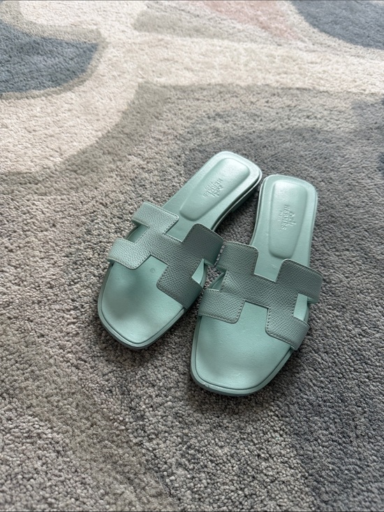 Hermes Oran Sandals Epsome vert embrun